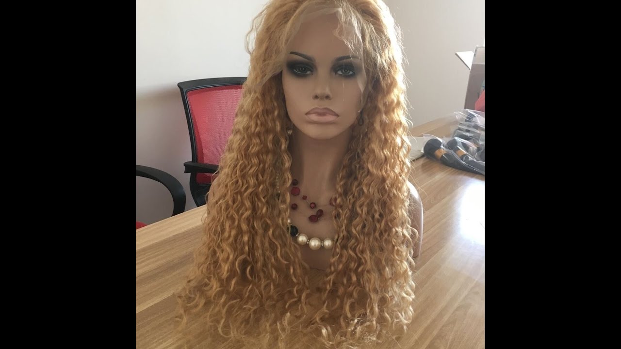 Blue Curly Human Hair Wig - wide 1