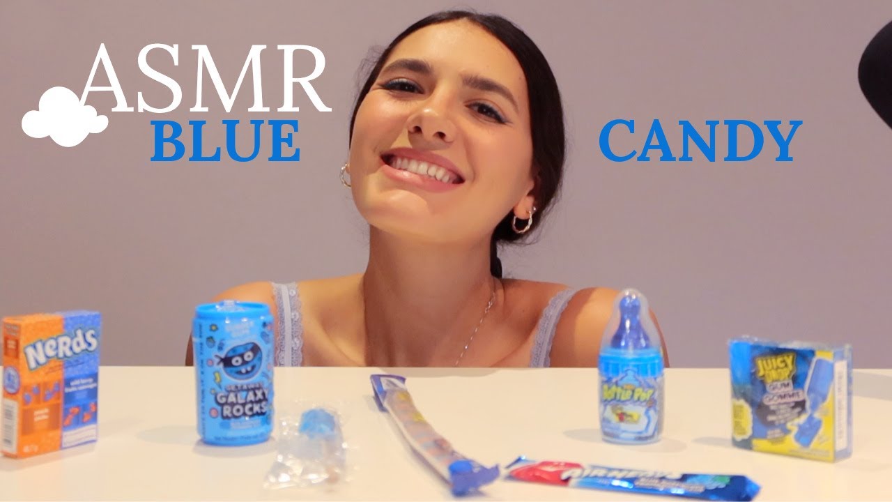 ASMR eating blue candy💙(chewy/ crunchy sounds) YouTube