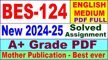 BES 124 solved assignment 2024-25 in English || bes 124 ignou solved assignment | bes 124 ignou 2024