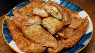 炸腐竹皮虾卷酥脆鲜香用料丰富超满足超好吃Fried bean curd shrimp rolls crispy and fragrant, rich in ingredients