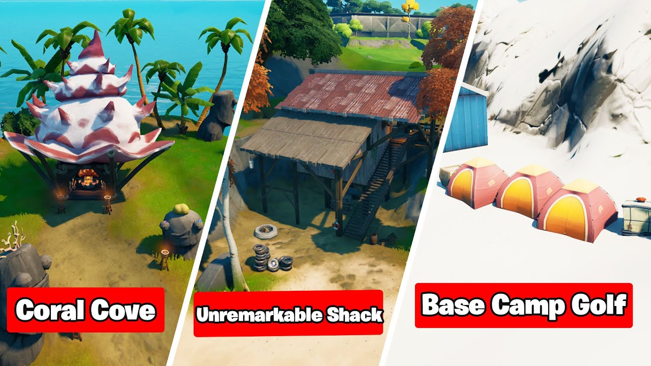 Visit Coral Cove, Base Camp Golf, and Unremarkable Shack Fortnite