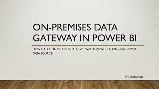 On-premises data gateway in Power BI