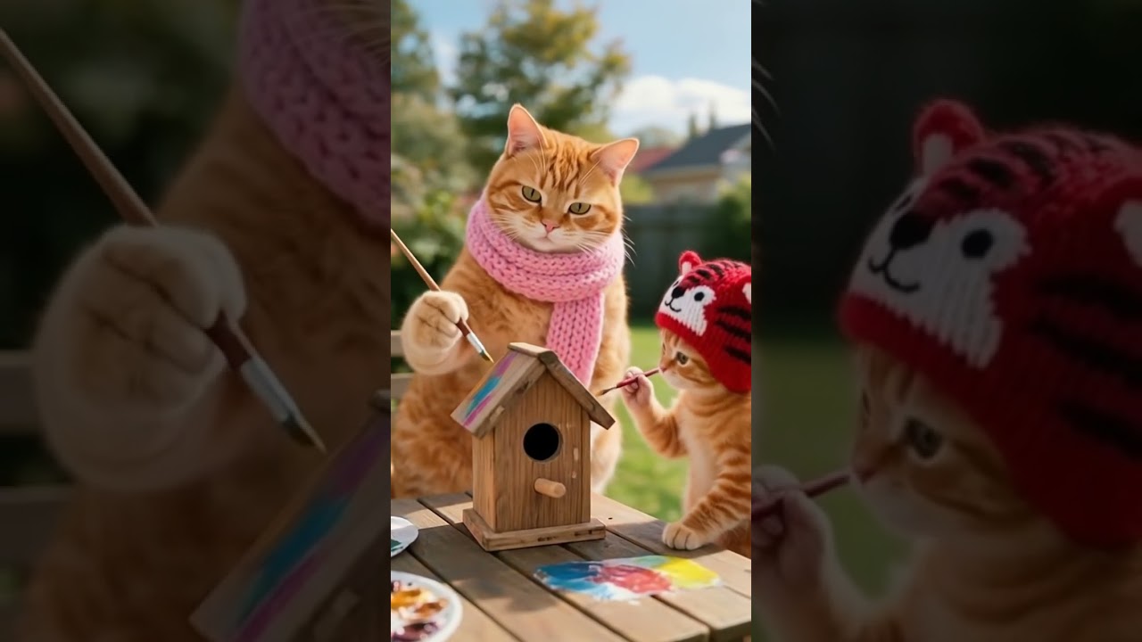 🏡 "Bikin Birdhouse Bareng Si Meong Lucu #videoshort #cat #imut #catshorts #cute