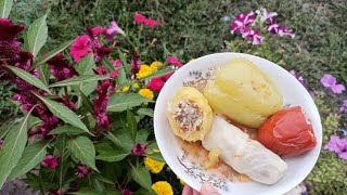 [Фаршированные овощи-перец, помидоры, капуста, картофель] | [Stuffed vegetables]