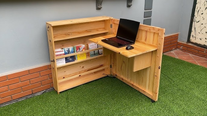 DIY Folding Craft Table / Foldable Desk with Storage Woodworking Plan –  Remodelaholic