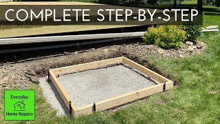 How To Pour A Small Concrete Pad  Deck Stair Landing