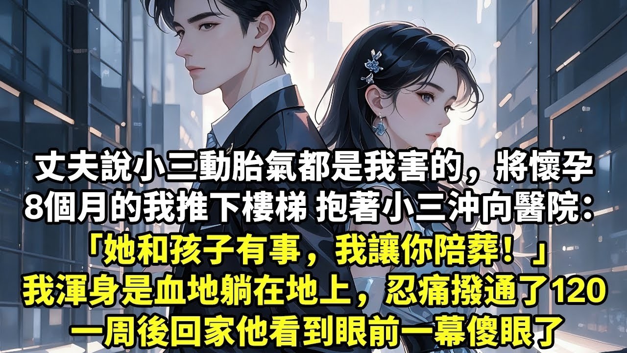 丈夫說小三動胎氣都是我害的 將懷孕8個月的我推下樓梯，抱著小三沖向醫院： “她和孩子有事，我讓你陪葬！” 我渾身是血地躺在地上，忍痛撥通120 一周後回家看到眼前一幕傻眼了【現代言情】【追妻】