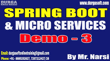 SPRING BOOT & MICRO SERVICES tutorials || Demo - 3 || by Mr. Narsi On 29-03-2023 @9PM IST