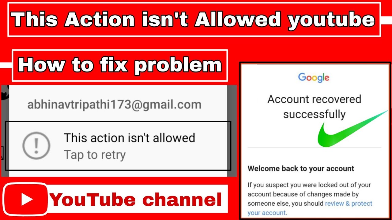 this action isn't allowed youtube | How To Back Suspend YouTube Channel