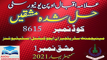 8615 | MANAGEMENT STRATEGIES IN EDUCATIONAL INSTITUTIONS | Assignment No 1 | B.Ed | Spring 2021