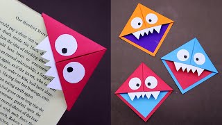 Paper Monster Corner Bookmarks 🔖 Easy Origami Bookmark 🔖 DIY Paper Crafts