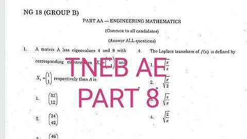 TNEB ∥ A. E ∥ Engg Maths ∥ question with solution part 8 ∥🤚please see correction IN description🤚