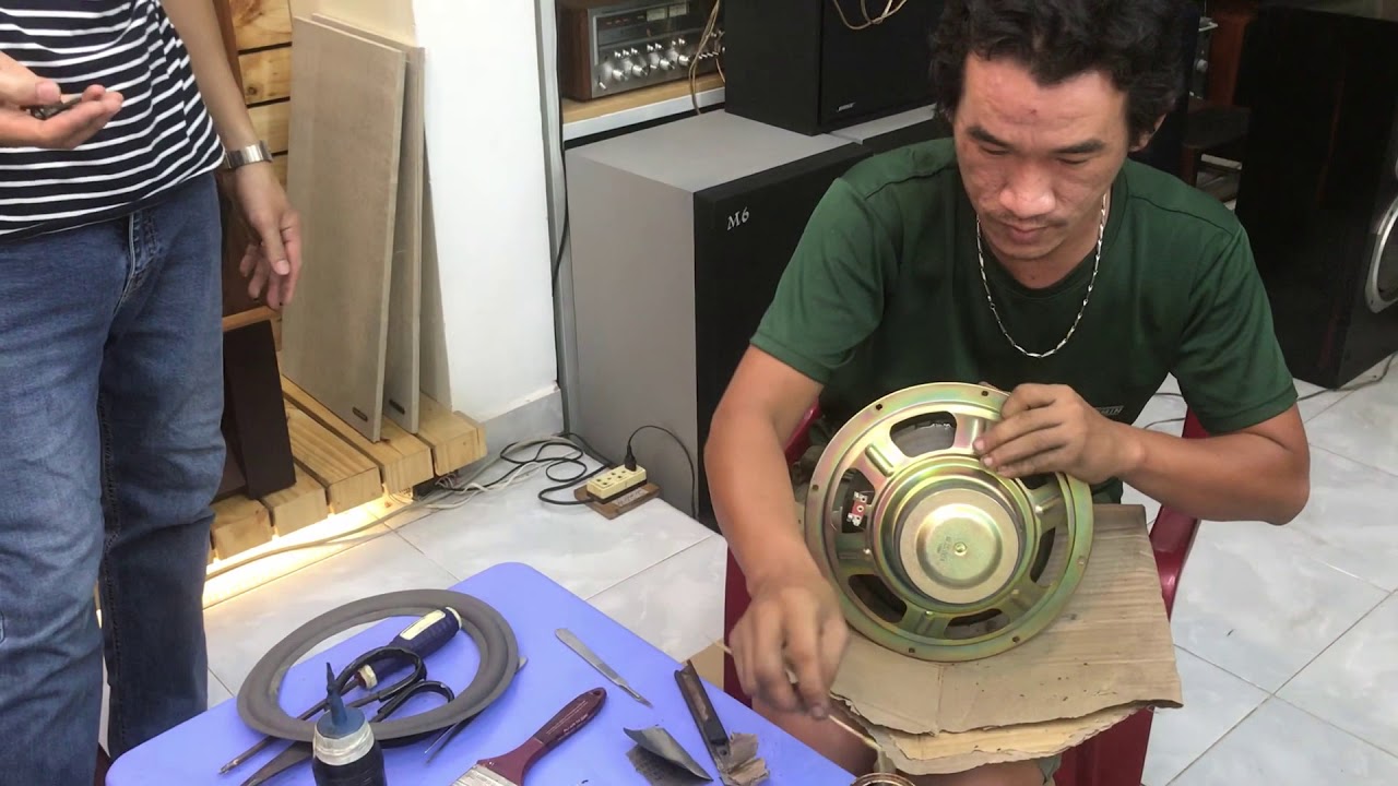 CÁCH THAY GÂN ( VIỀN ) LOA BASS TẠI TIẾN DŨNG AUDIO - HCM