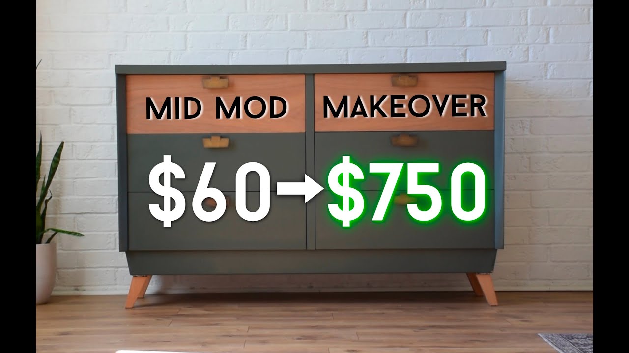 Mid Century Modern Furniture Makeover // Flipping A Facebook Marketplace Dresser For BIG Profit!