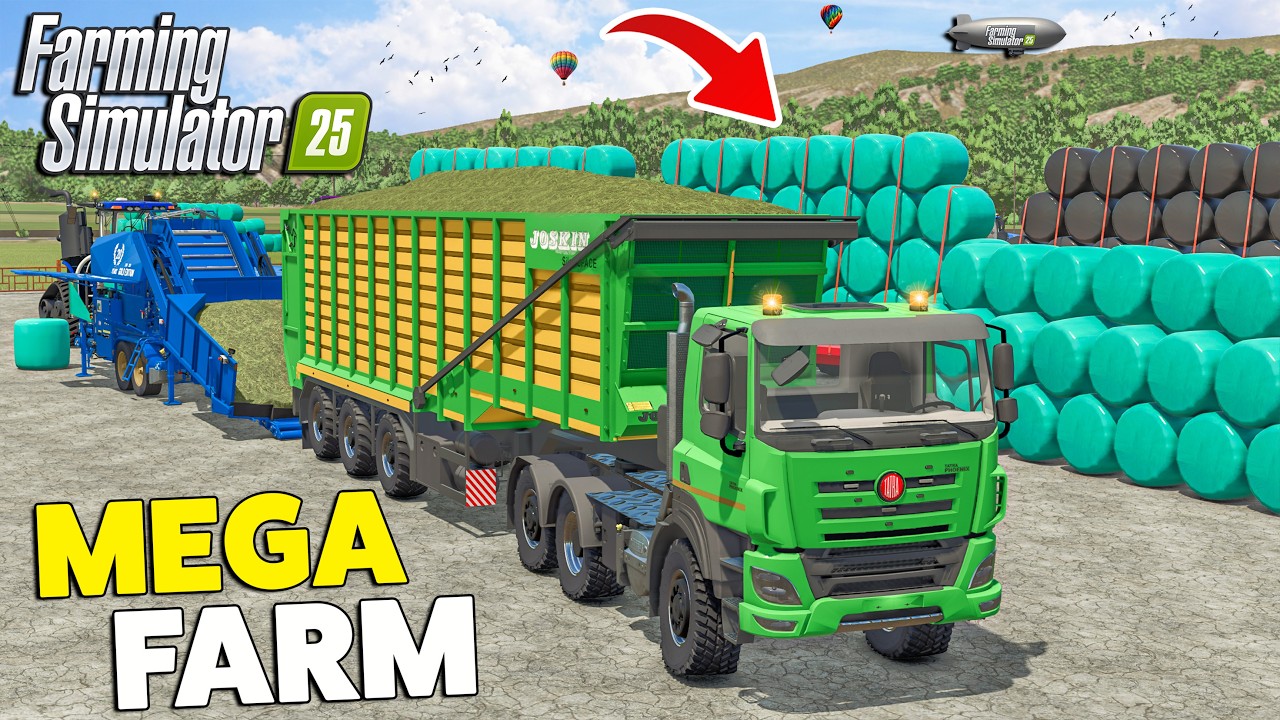Тюки, обернутые зеленым и черным цветом | GOWEIL и New TATRA | МЕГА ФЕРМА | Farming Simulator 25