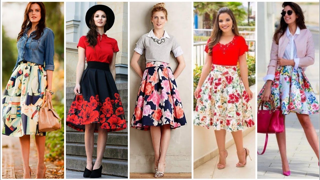 Impressive And Classy Floral Skirt With Plain Blouse Outfit Collection 
