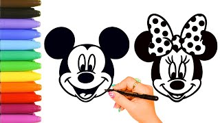 Drawing And colouring a cute Mickey mouse and mini mouse🐭🌈😍:drawing for kids