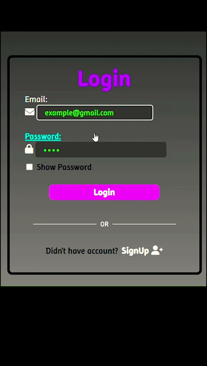 The Login form using the HTML, CSS and JS | For full video visit channel
