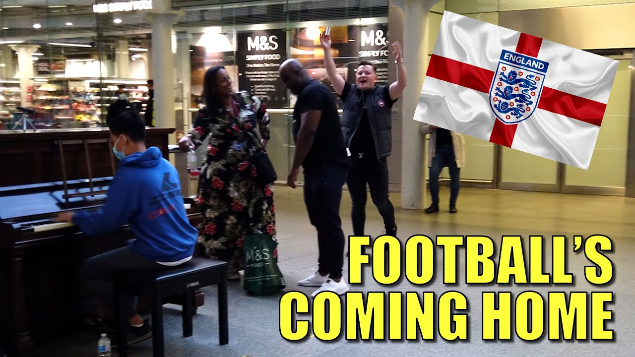 COME ON ENGLAND!!! Football's Coming Home at Public Piano | Cole Lam 14 Years Old