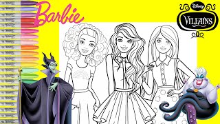 Barbie and Friends Makeover as Disney Villains Maleficent Ursula Queen of Hearts Coloring Book Page