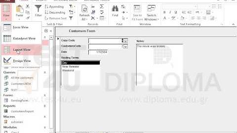 A form is already open. Change the view to Design View.