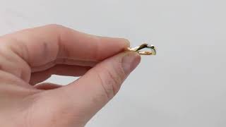 14k Half Hexagon Stacking Ring, Solid Gold Plain Wedding Ring, Geometric Nesting Band, U Shaped Ring