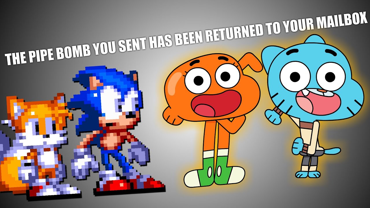 Gumball returns the Pipe Bomb back to Sonic