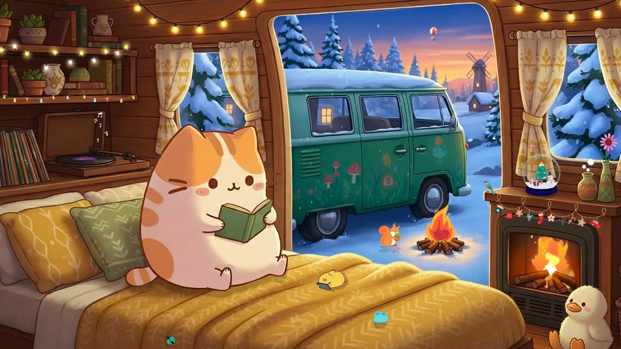 Relaxing in Cozy Camper Van 📖 Cozy Camping Lofi 🔥 Chill Beats for Travel & Sleep