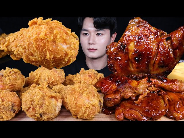 황금올리브 자메이카통다리구이 치킨 먹방ASMR MUKBANG SPICY BBQ CHICKEN & FRIED CHICKEN チキン バーベキューチキン eating sounds