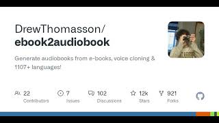 GitHub - DrewThomasson/ebook2audiobook: Generate audiobooks from e-books, voice cloning & 1107+ l...