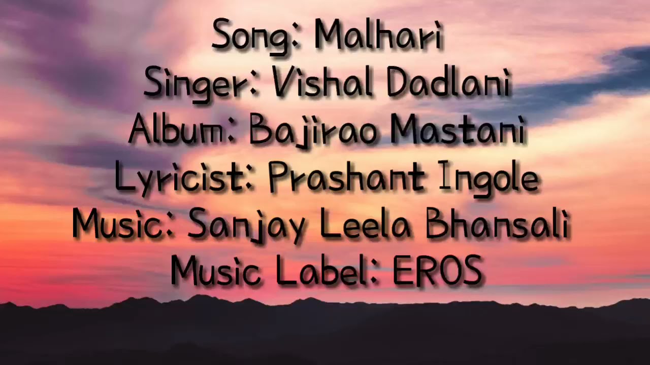 Malhari lyrics  Bajirao Mastani  Ranveer Singh  Vishal Dadlani