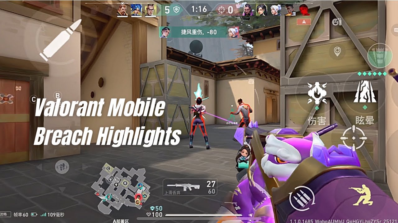 Valorant Mobile Best Breach Highlights Clutches , 1v3 & Frags With Better Aim And Gamesense- 60 FPS