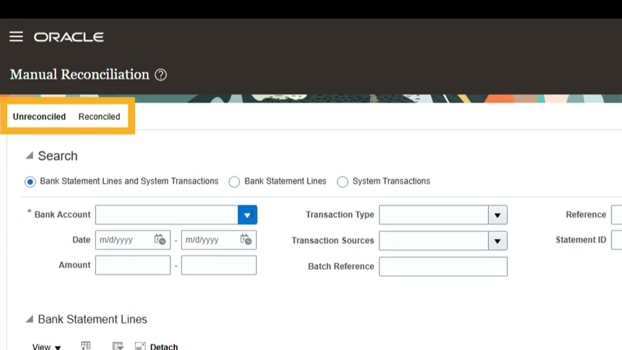 Manual Bank Statement Reconciliation in Oracle Fusion Cash Management