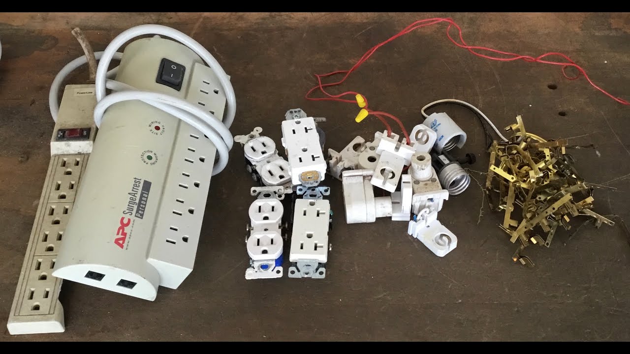 Scrapping light bulb connectors, outlets, and power bars for BRASS, oh my!