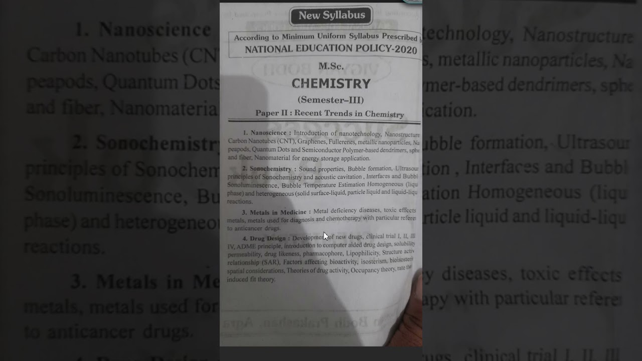 recent trend chemistry syllabus   msc third semester