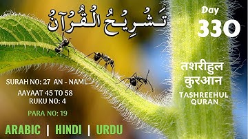 DAY 330 AN NAML SURAH NO 27 RUKU 4 सुरह अन नम्ल سورة النمل THE ANTS ROZ QURAN CHANNEL DAILY RUKU