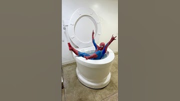 SPIDERMAN BIG FALL into the Worlds Largest Toilet with HUGE SPLASH #shorts