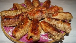 Мясные рулетики с начинкой из грибов и лука.  Мясные пальчики.