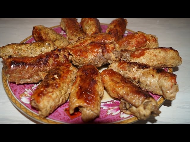 Мясные рулетики с начинкой из грибов и лука. Мясные пальчики.