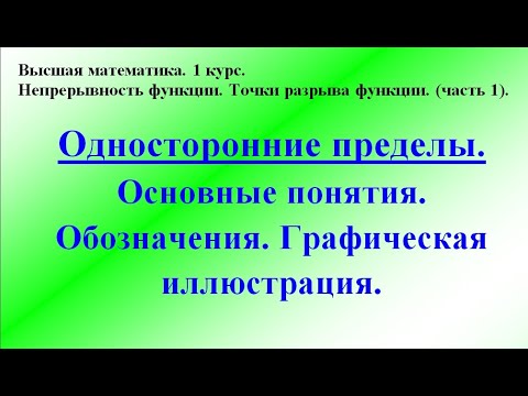 Односторонние пределы (часть 1). Высшая математика.