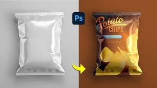 Realistic Potato Chips Packet Mockup in Adobe Photoshop
