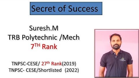 Secret of Success/TRB Polytechnic/ Success Story of Suresh M/ Mechanical/ mechspace