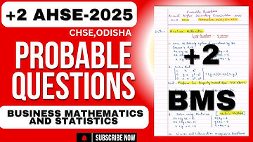 🔴+2 BMS PROBABLE QUESTIONS FOR AHSE-2025 ll Chse, Odisha ll