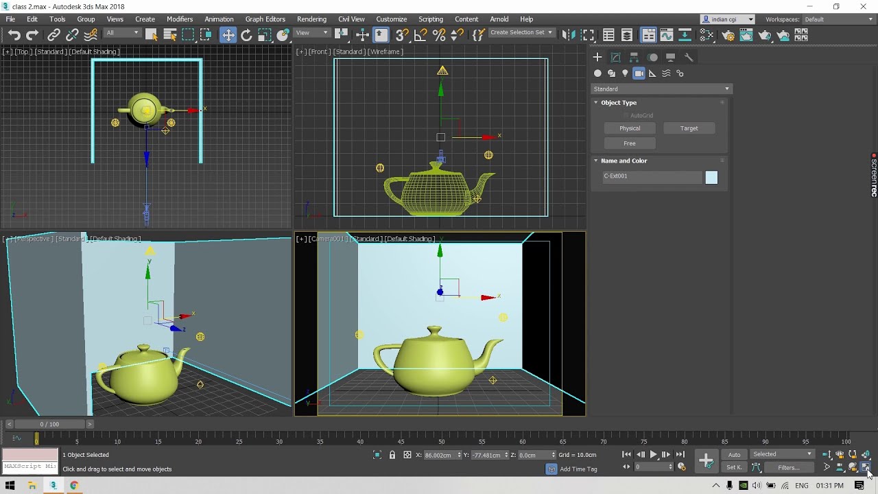 3ds max basic tutorial in hindi - #15 Lighting & Camera Basics - YouTube