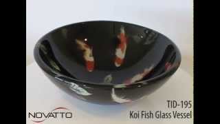Tid-195 Gl Bathroom Sink With Koi Fish
