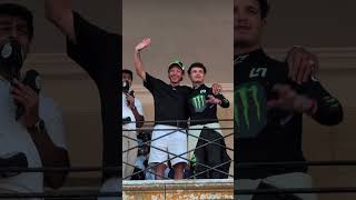 Lando Norris chilling with Valentino Rossi at Goodwood Festival of Speed