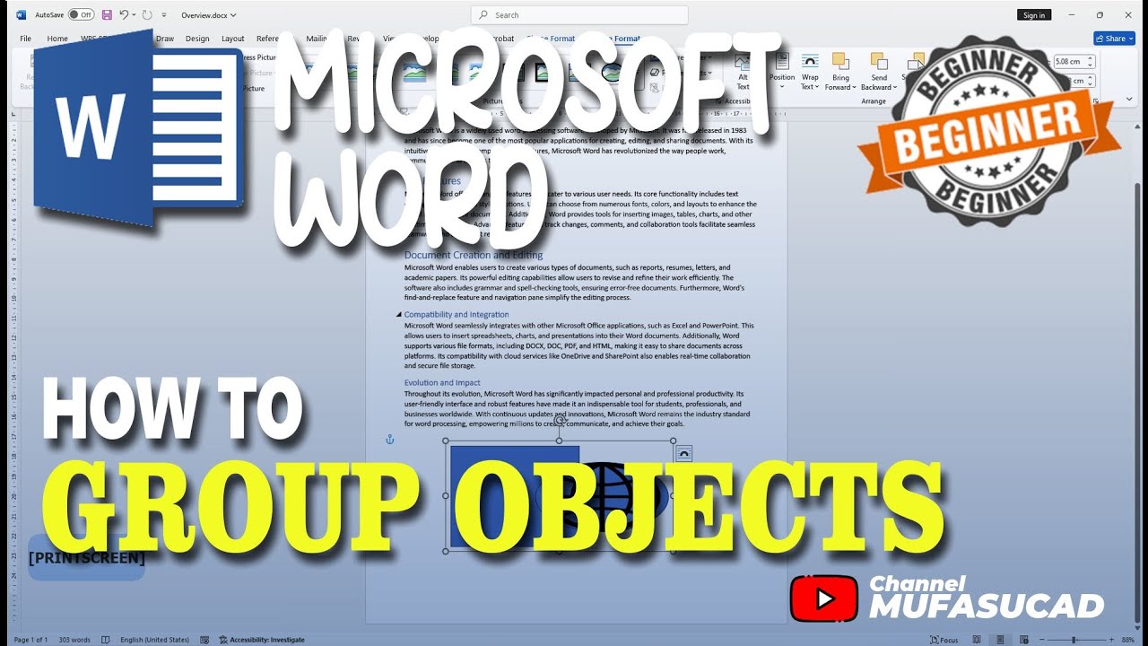 Word Flock Microsoft Word How To Group Objects - YouTube