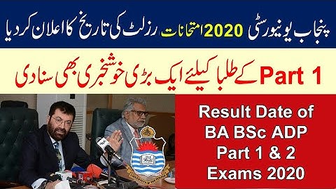 PU Result of BA BSc ADP Part 1 and 2 Exams 2020 | Punjab University Associate Degree 2020 Result