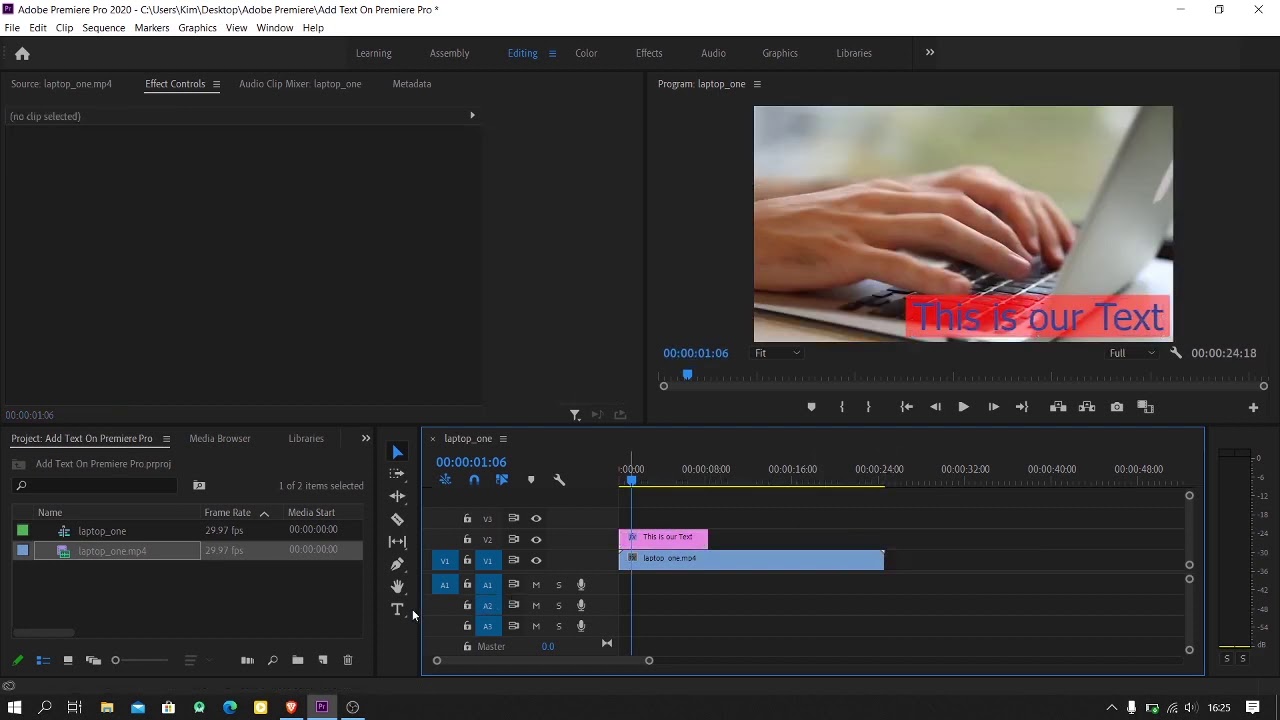 add text to adobe premier cc 2015