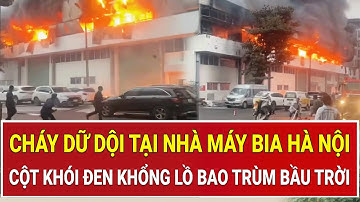 Cháy dữ dội tại Nhà máy bia Hà Nội: Cột khói đen khổng lồ bốc cao ngùn ngụt, bao trùm bầu trời